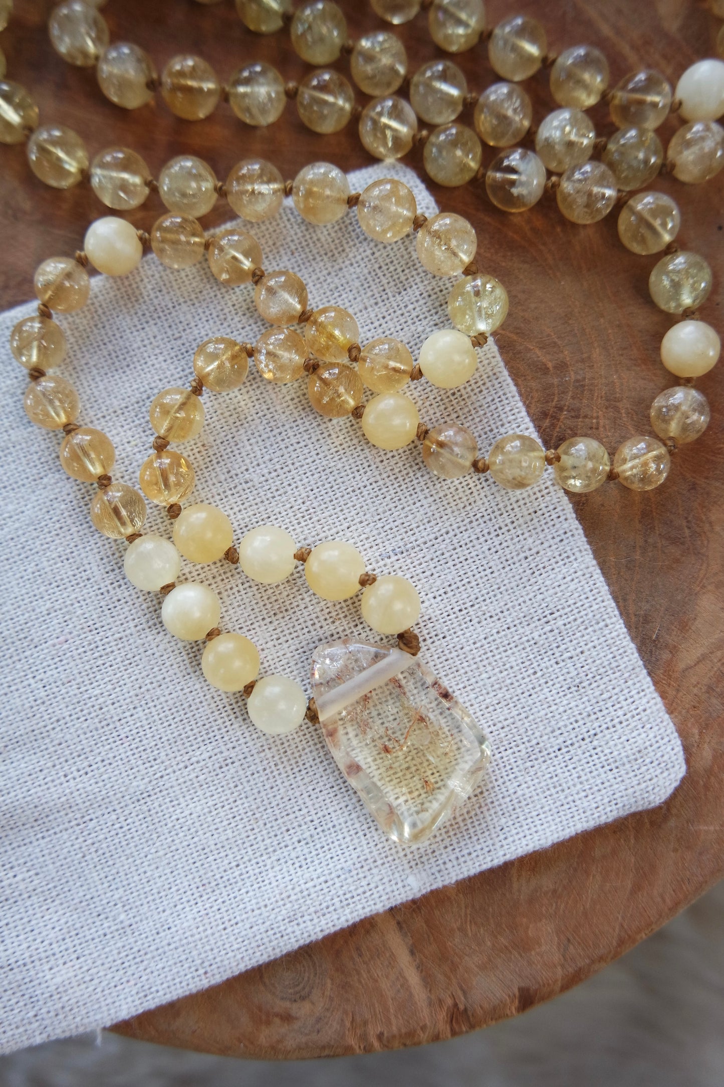Citrin & Calcit Mala Kette 108 Perlen