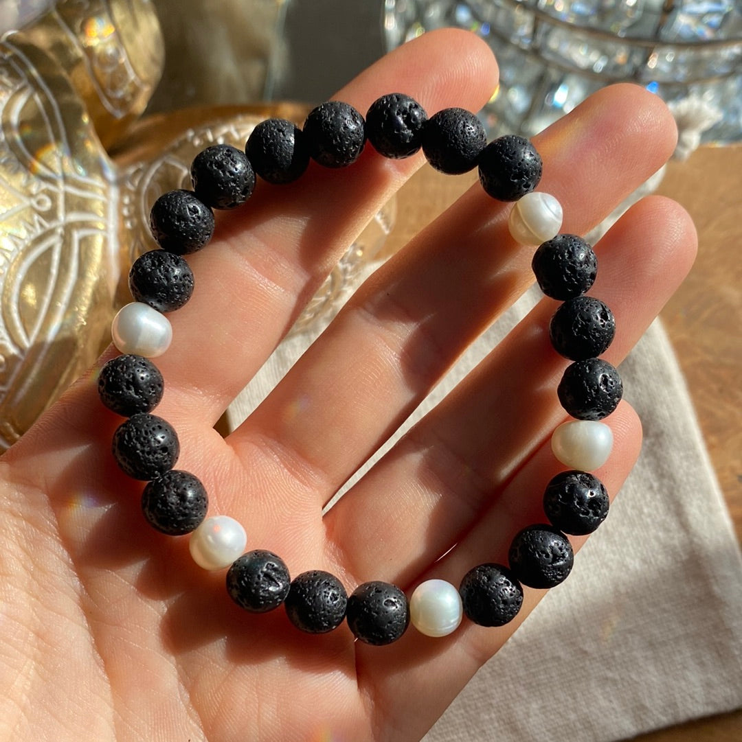 Lava & perlen Gummi Armband 20cm