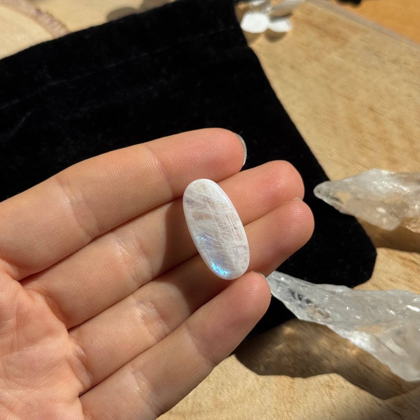 Regenbogen Mondstein /Weißer Labradorit Cabochon ~ 11CE