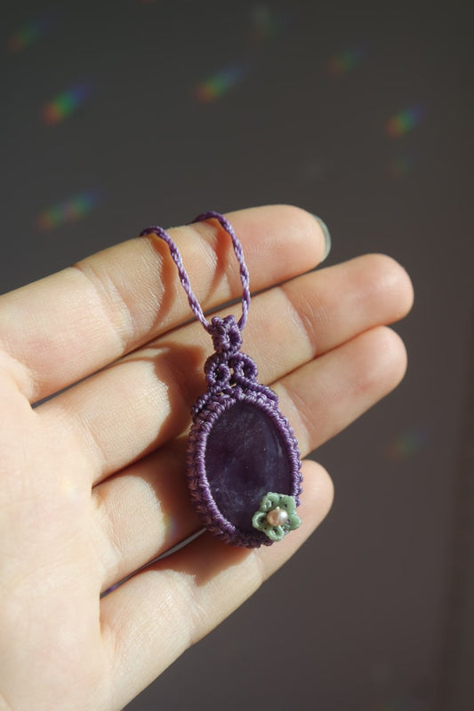 Amethyst Blumen Makramee Kette