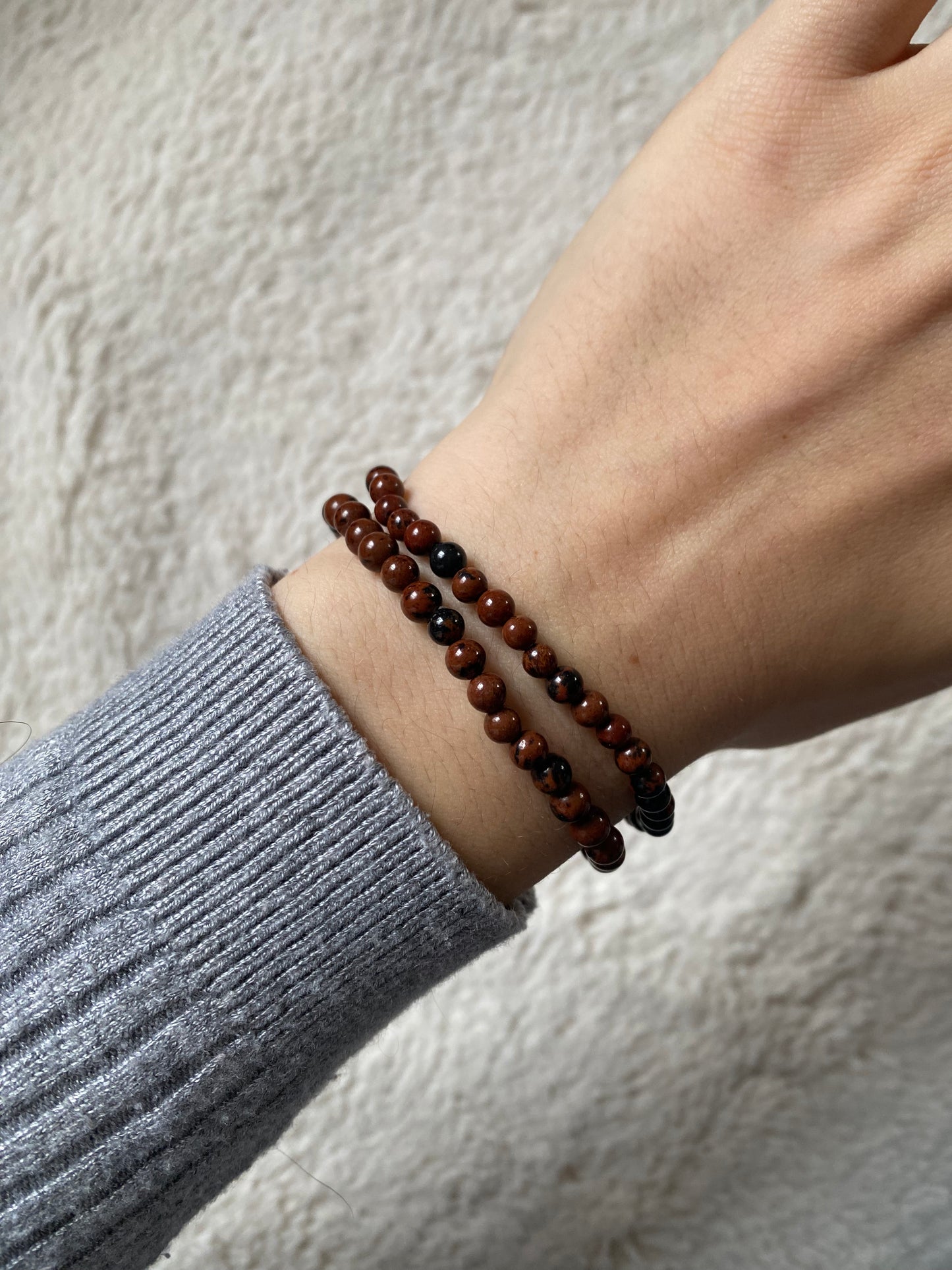Mahagoni Obsidian Edelstein Armband 4mm