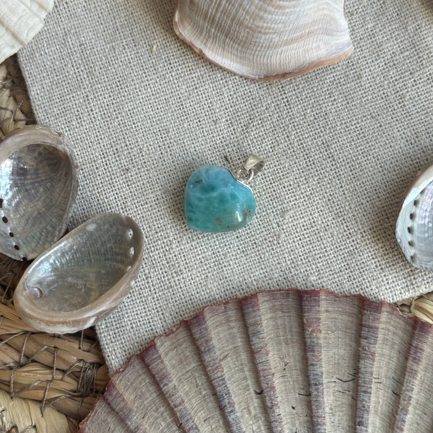 Larimar Herz Anhänger 925 silber ~ HF45