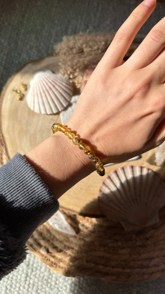 Bernstein Gummi Armband ca. 17,5cm ~ Unikat #7