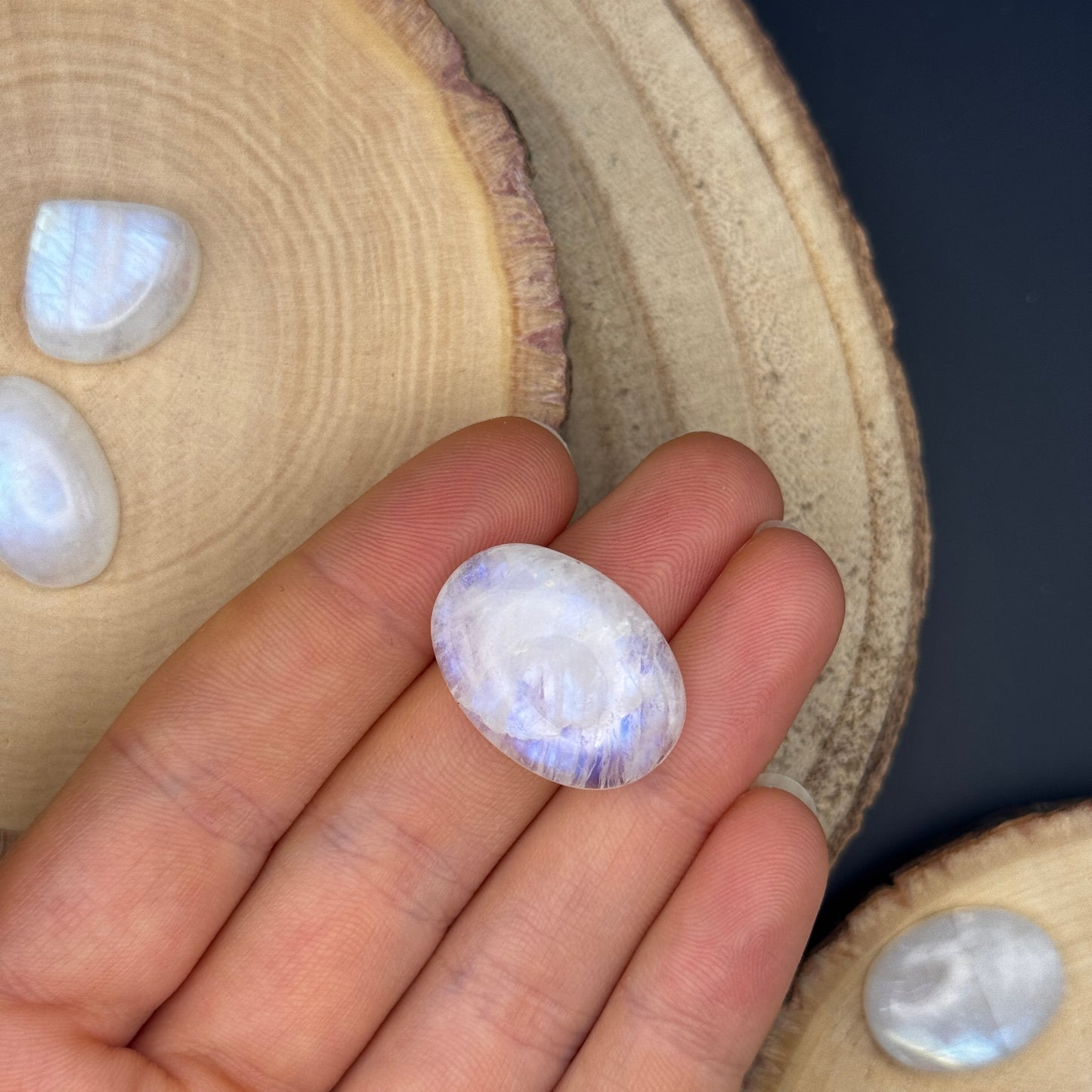 Regenbogen Mondstein /Weißer Labradorit Cabochon ~ 14CH