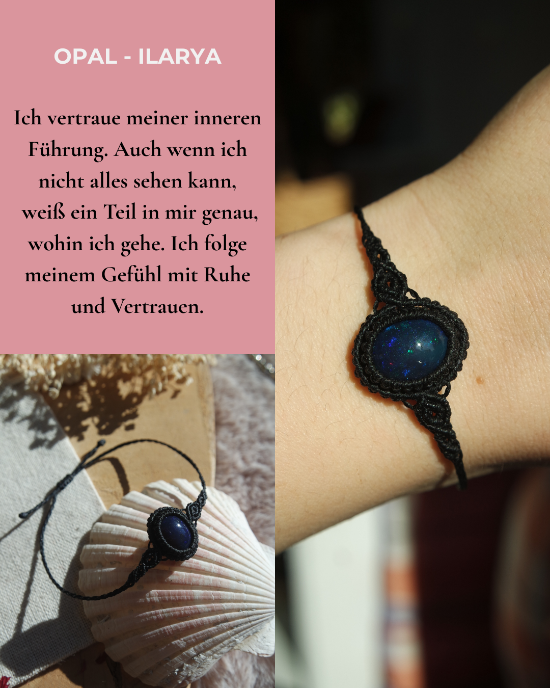 Geräucherter Opal Makramee Armband ~ ILARYA