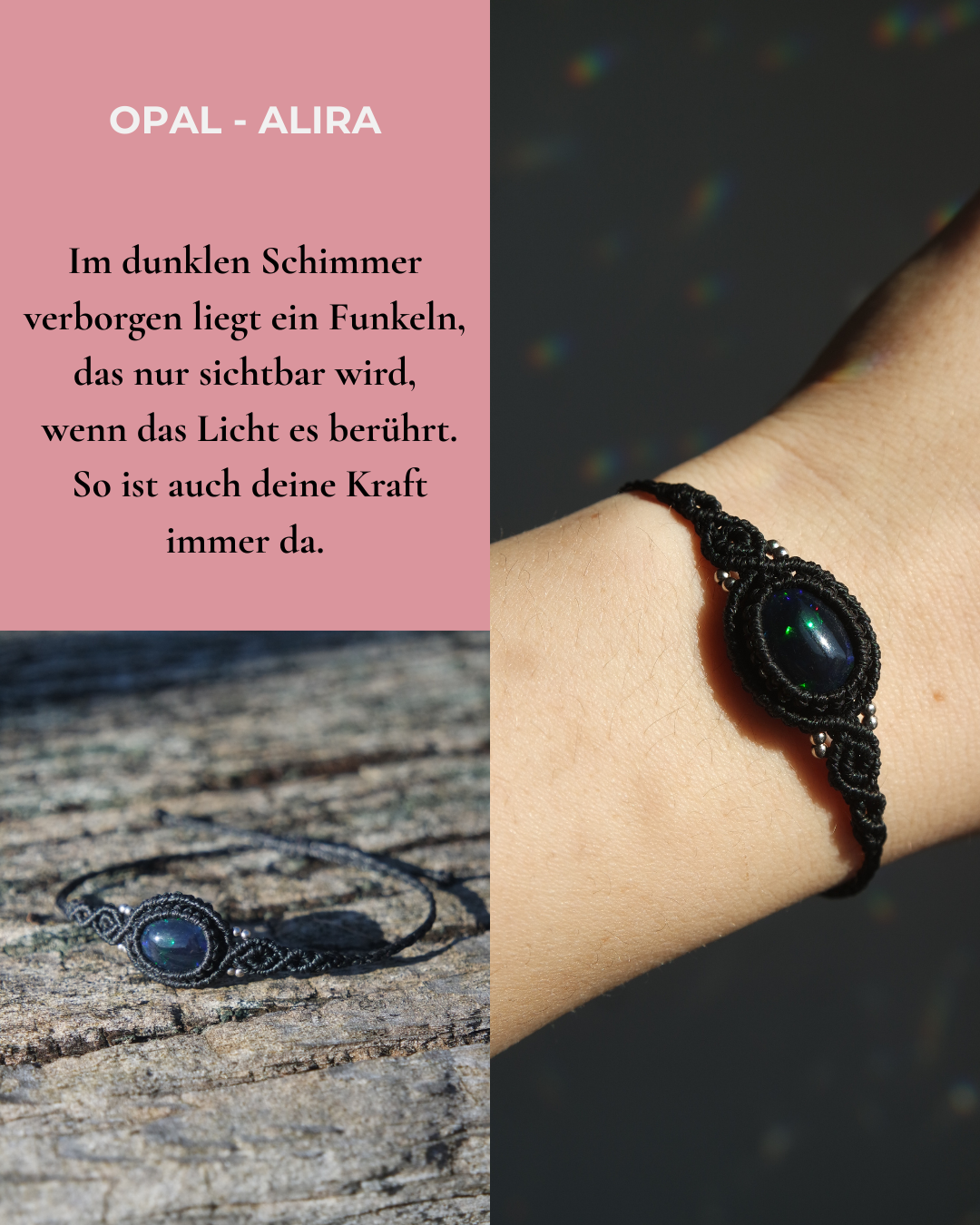 Geräucherter Opal Makramee Armband ~ ALIRA