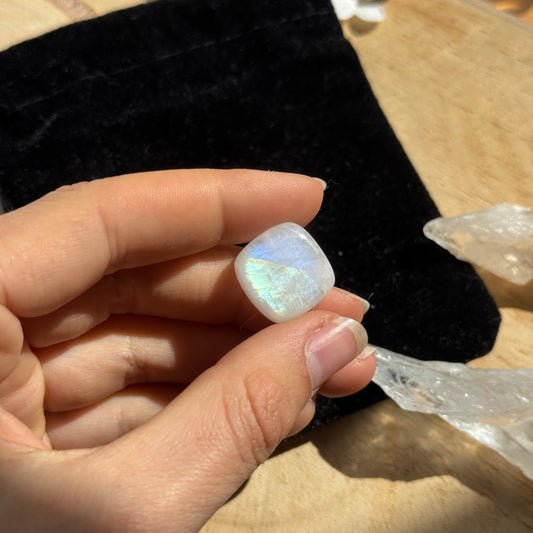 Regenbogen Mondstein /Weißer Labradorit Cabochon ~ 11CCR