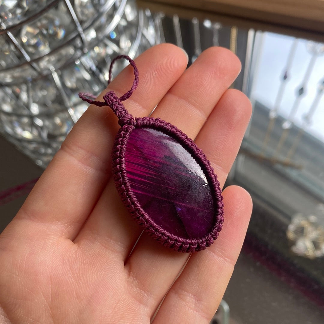Pink Labradorit Makramee Kette