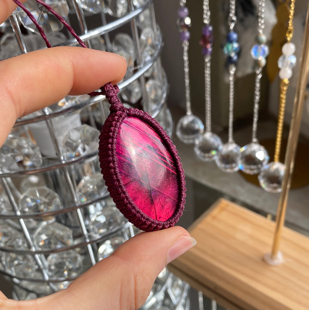 Pink Labradorit Makramee Kette