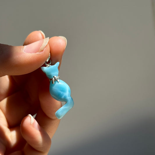 Larimar katze Anhänger 925 silber ~ L109