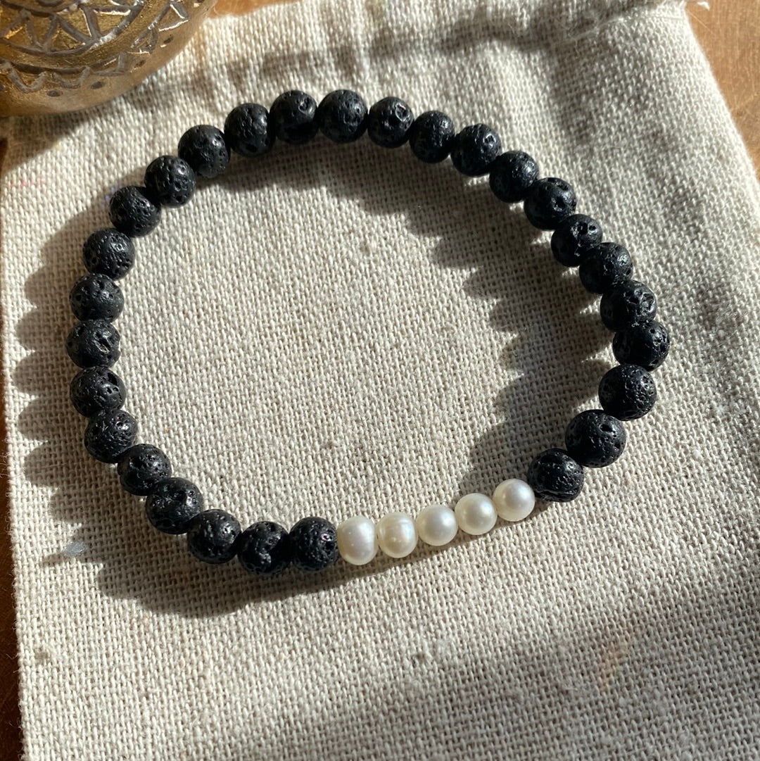Lava & perlen Gummi Armband 20cm
