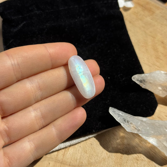 Regenbogen Mondstein /Weißer Labradorit Cabochon ~ 11CCCJ