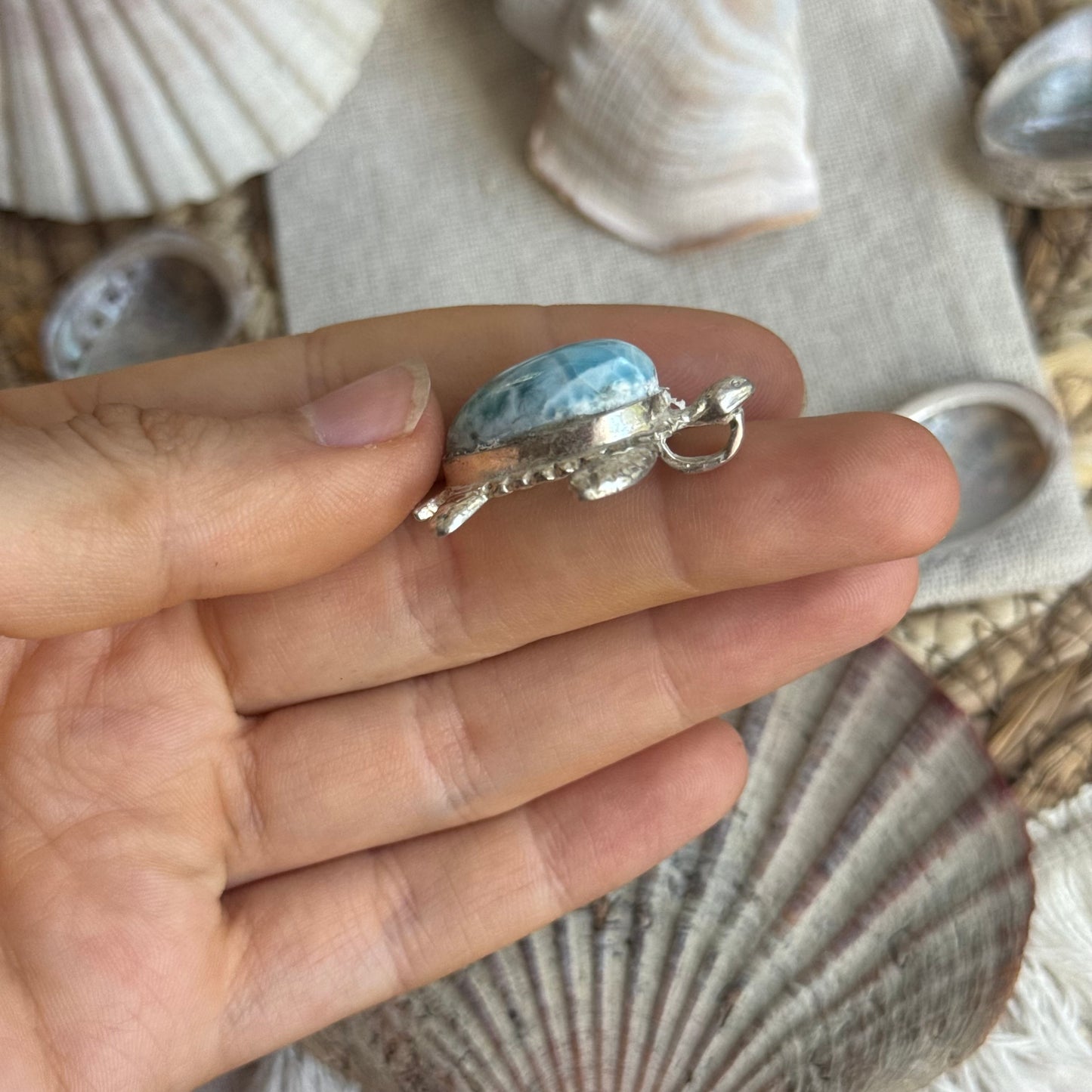 Larimar Schildkröte Anhänger 925 silber ~ BL115