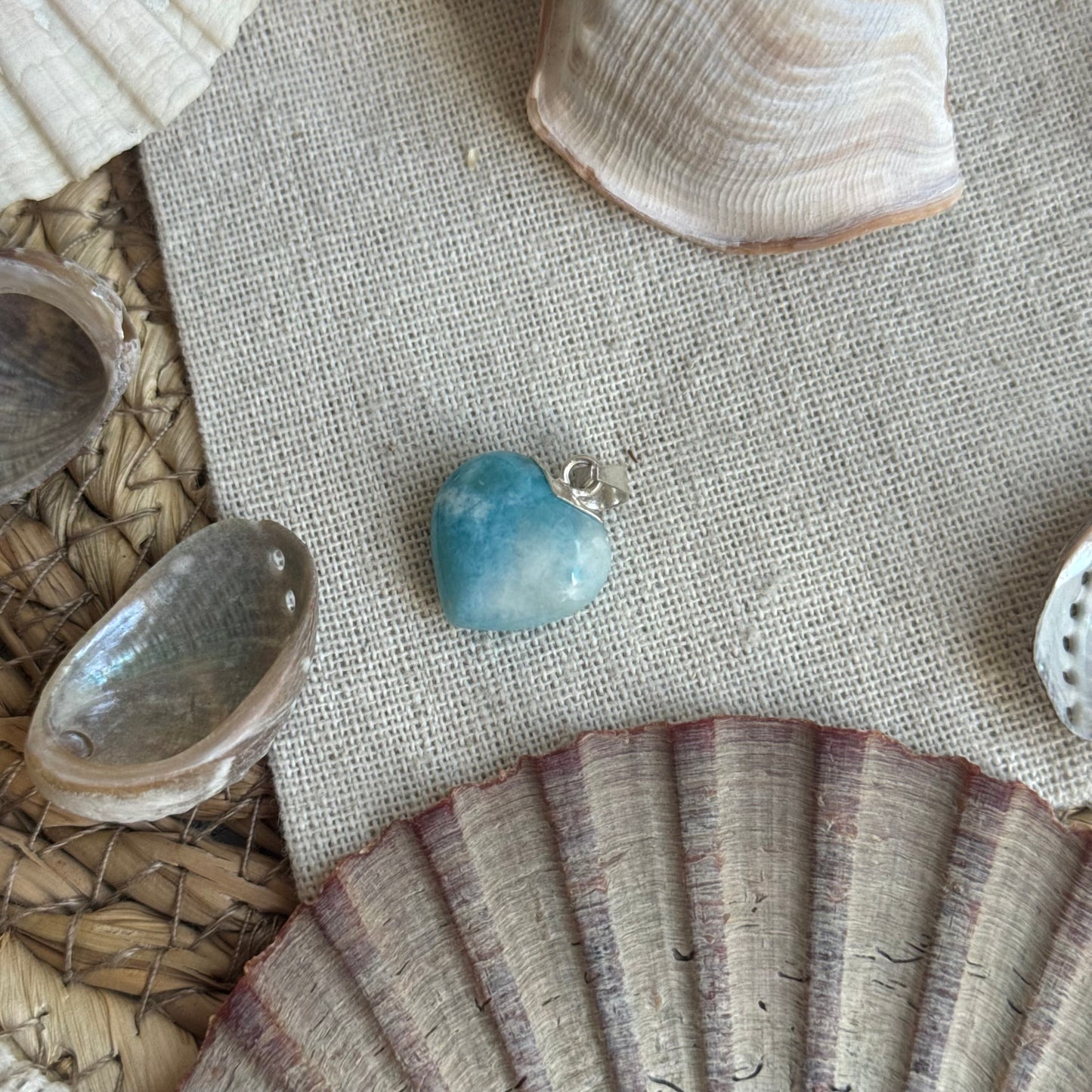 Larimar Herz Anhänger 925 silber ~ HQ40