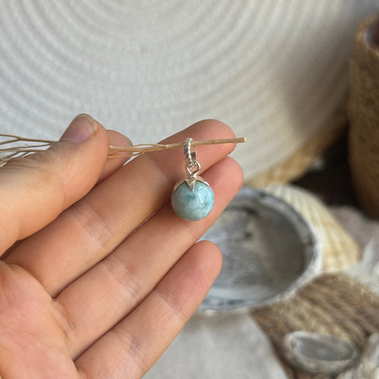 Larimar Kugel Anhänger 925 silber ~ VX45
