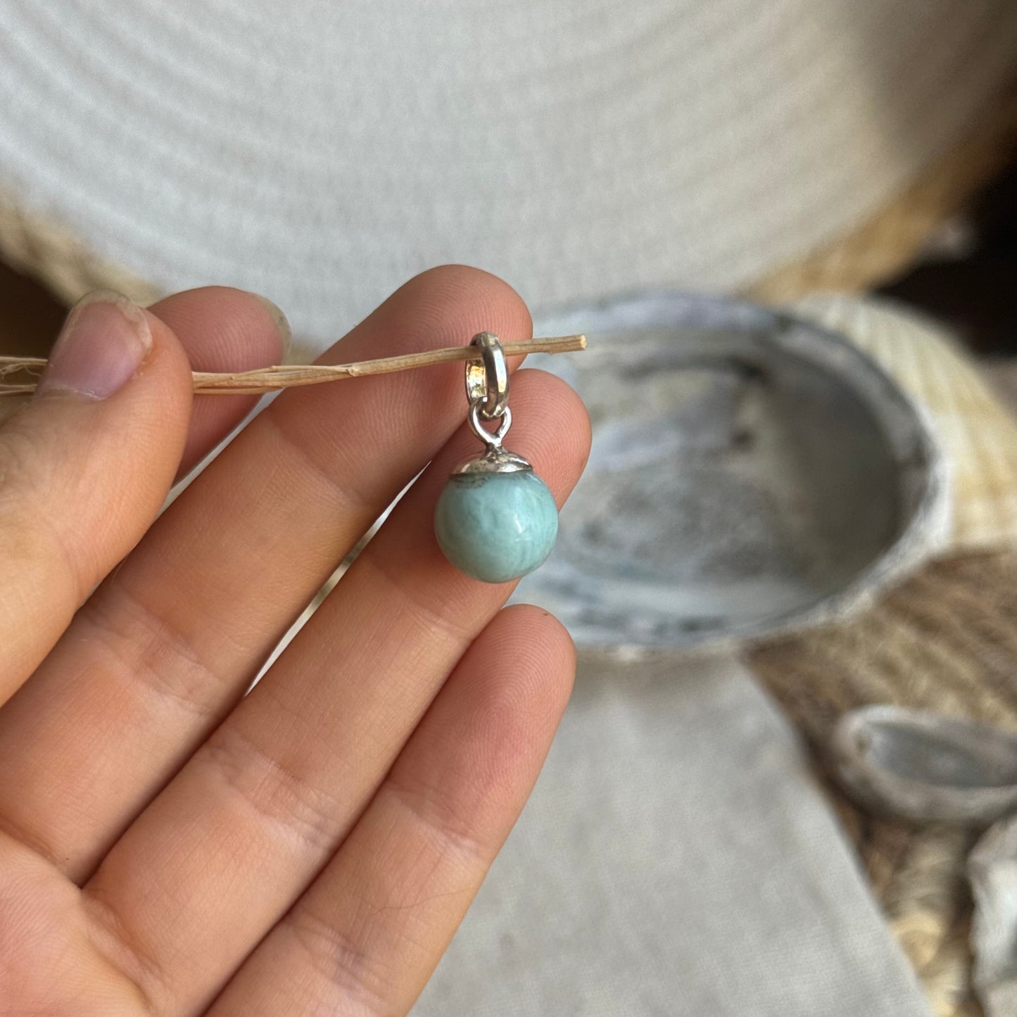 Larimar Kugel Anhänger 925 silber ~ VW42