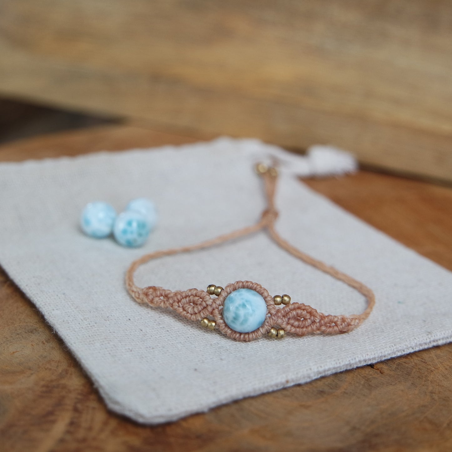 9mm Larimar Makramee Armband