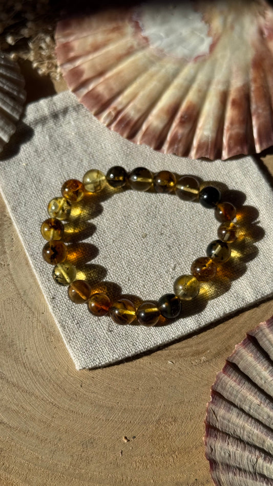 Bernstein Gummi Armband ca. 17cm ~ Unikat #6