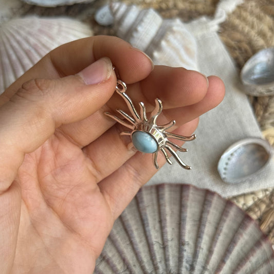 Larimar Sonne Anhänger 925 silber ~ HV95 bware