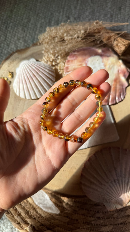 Bernstein Gummi Armband ca. 17,5cm ~ Unikat #8