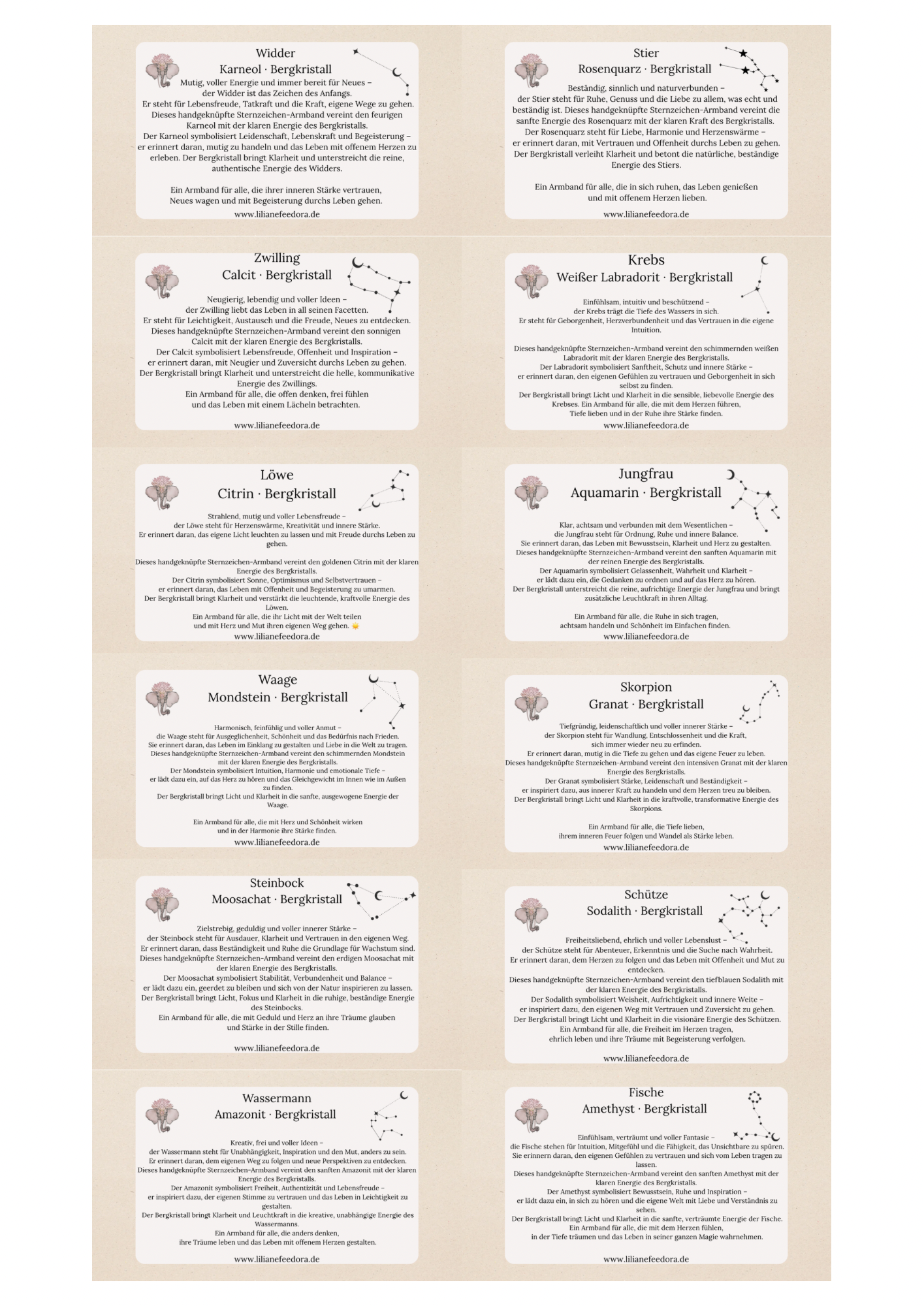 STERNZEICHEN Armbänder