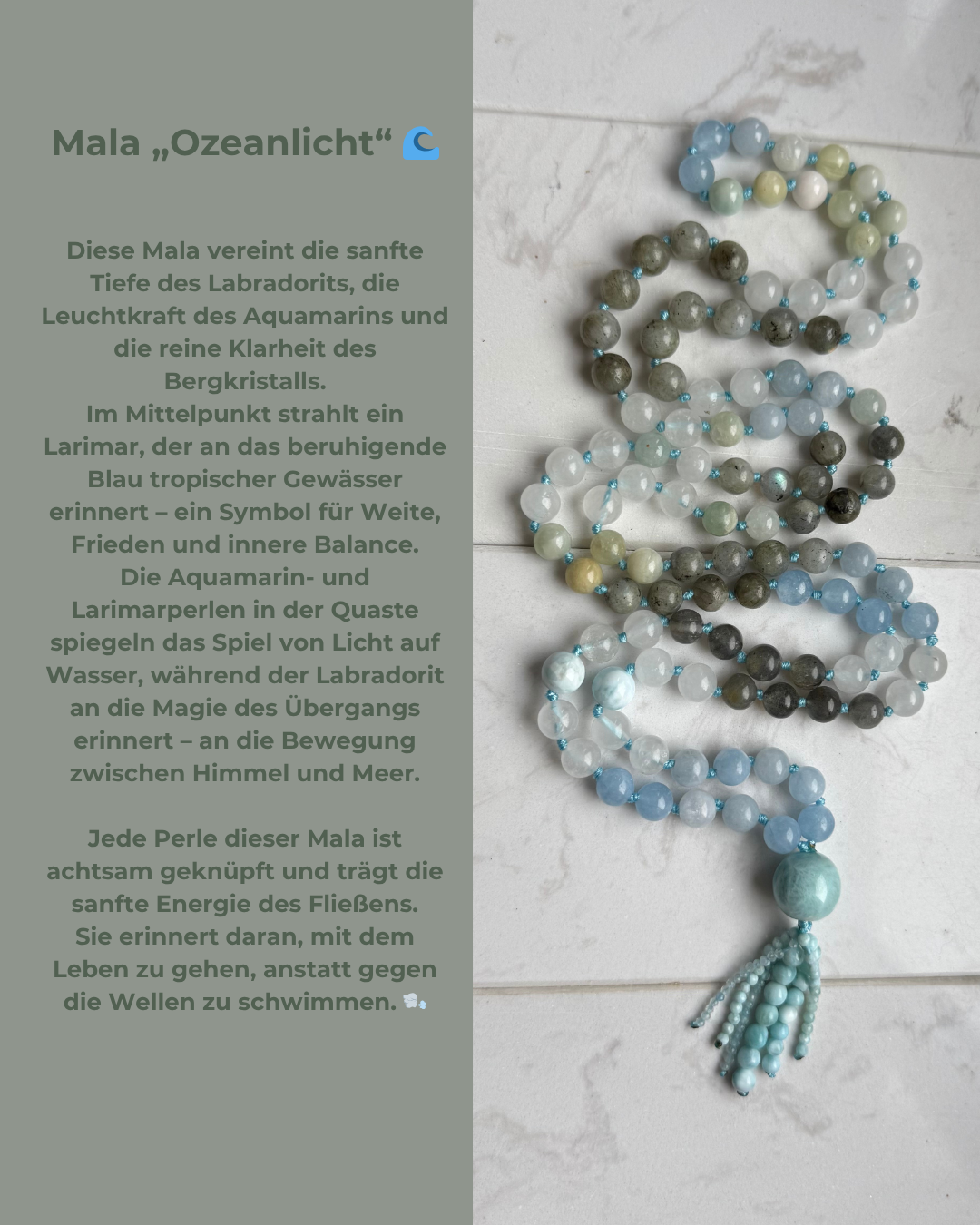 Ozeanlicht Mala Kette 108 Perlen