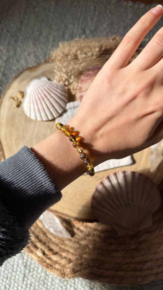 Bernstein Gummi Armband ca. 17,5cm ~ Unikat #8