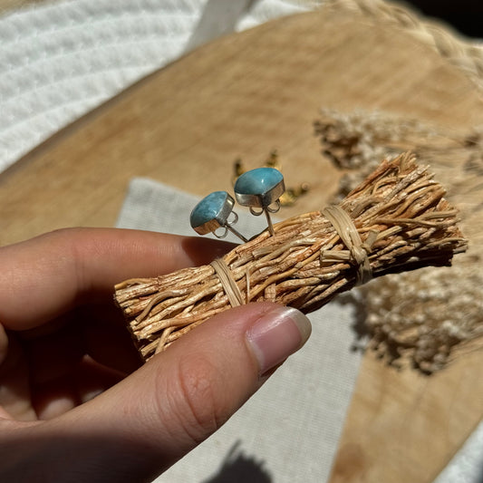 Larimar Ohrstecker 925 silber ~ OC45