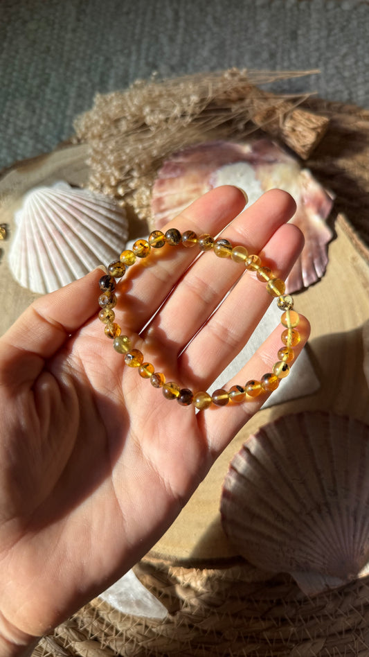 Bernstein Gummi Armband ca. 17,5cm ~ Unikat #7