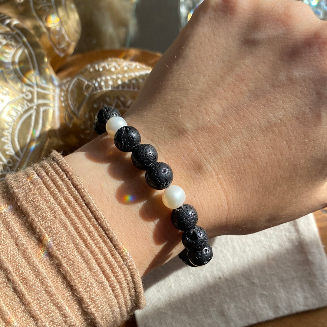 Lava & perlen Gummi Armband 20cm