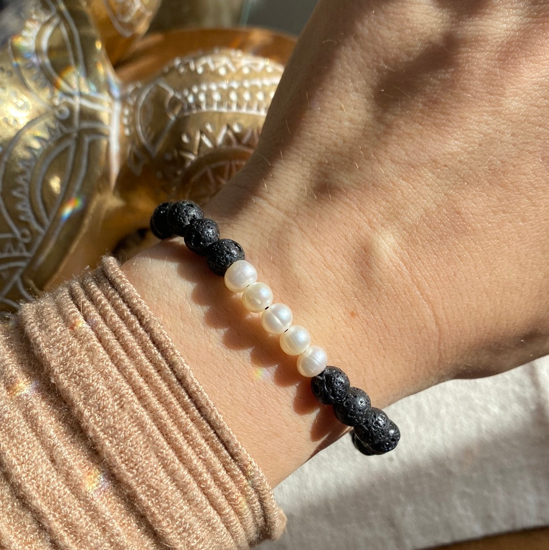 Lava & perlen Gummi Armband 20cm