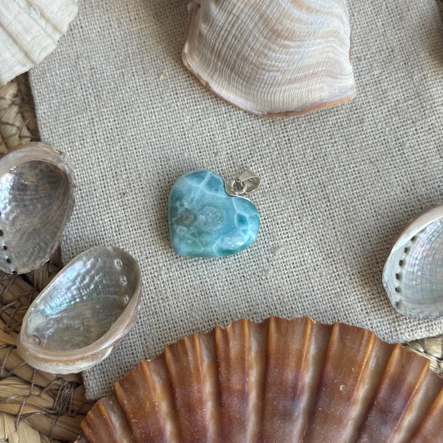 Larimar Herz Anhänger 925 silber ~ HB64