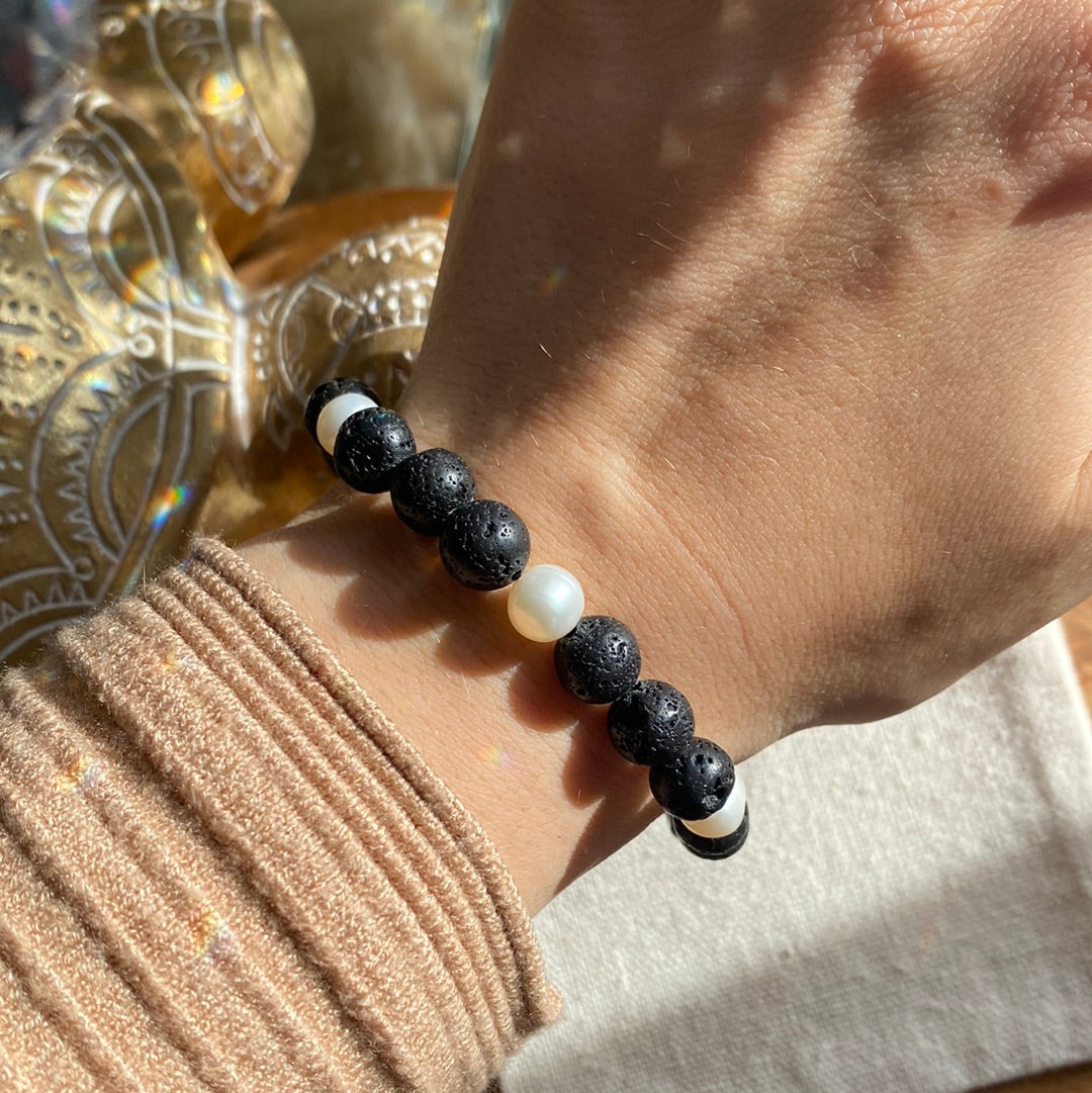 Lava & perlen Gummi Armband 20cm