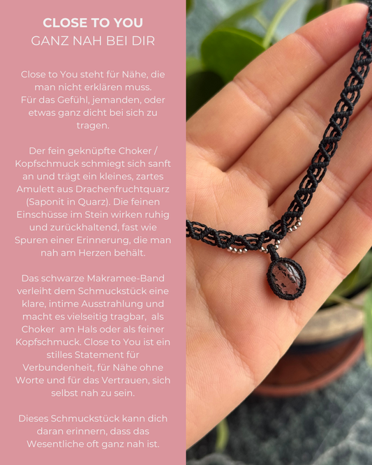 Drachenfruchtquarz Makramee Choker ~ CLOSE TO YOU
