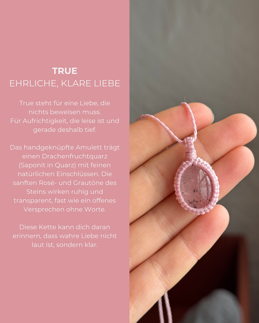 Drachenfruchtquarz Makramee Kette ~ TRUE