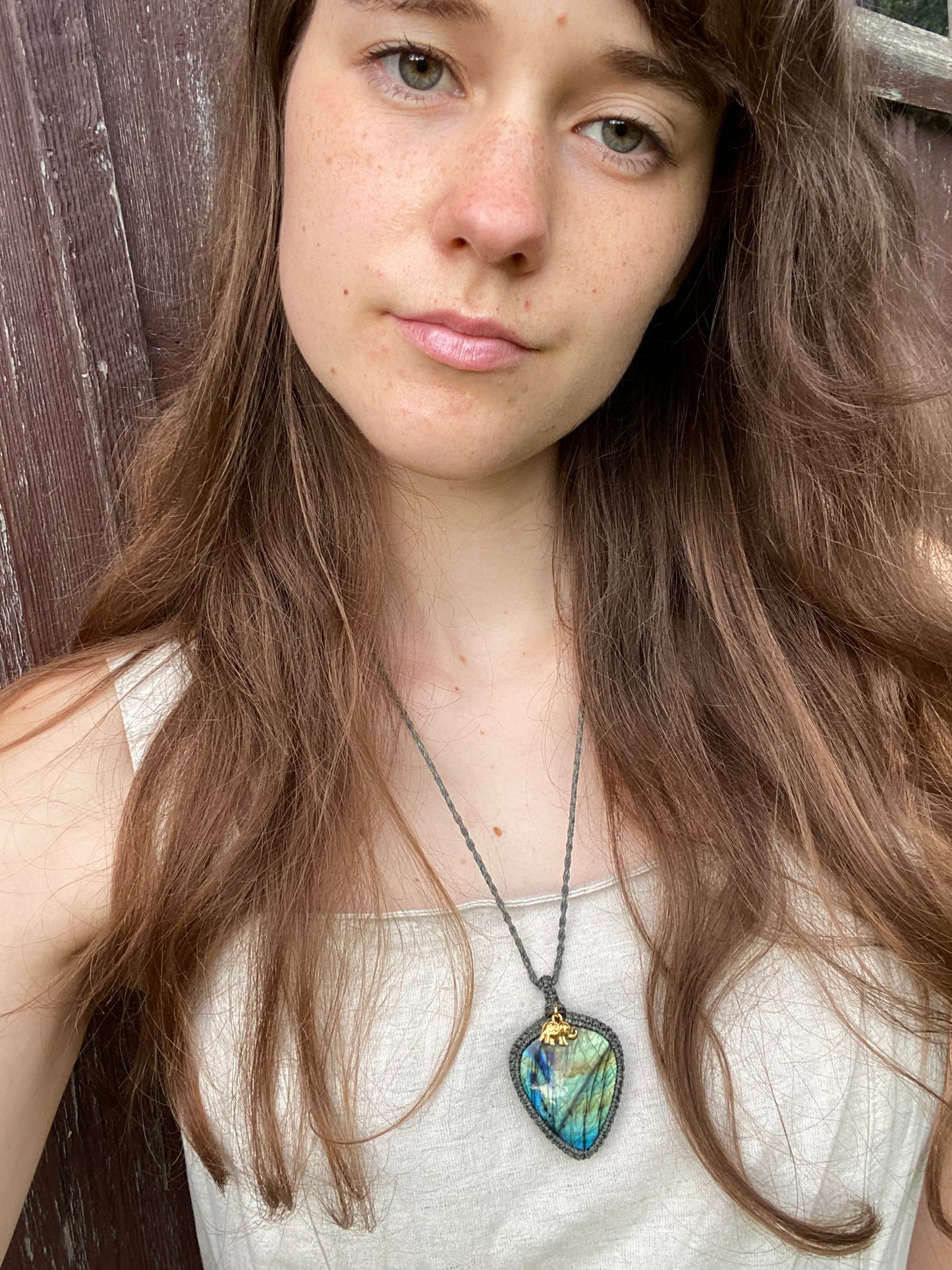 Labradorit Kette mit Elefanten Anhänger