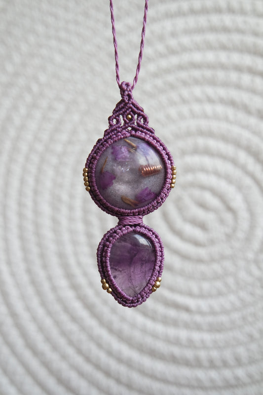Amethyst Hoyly Makramee Kette