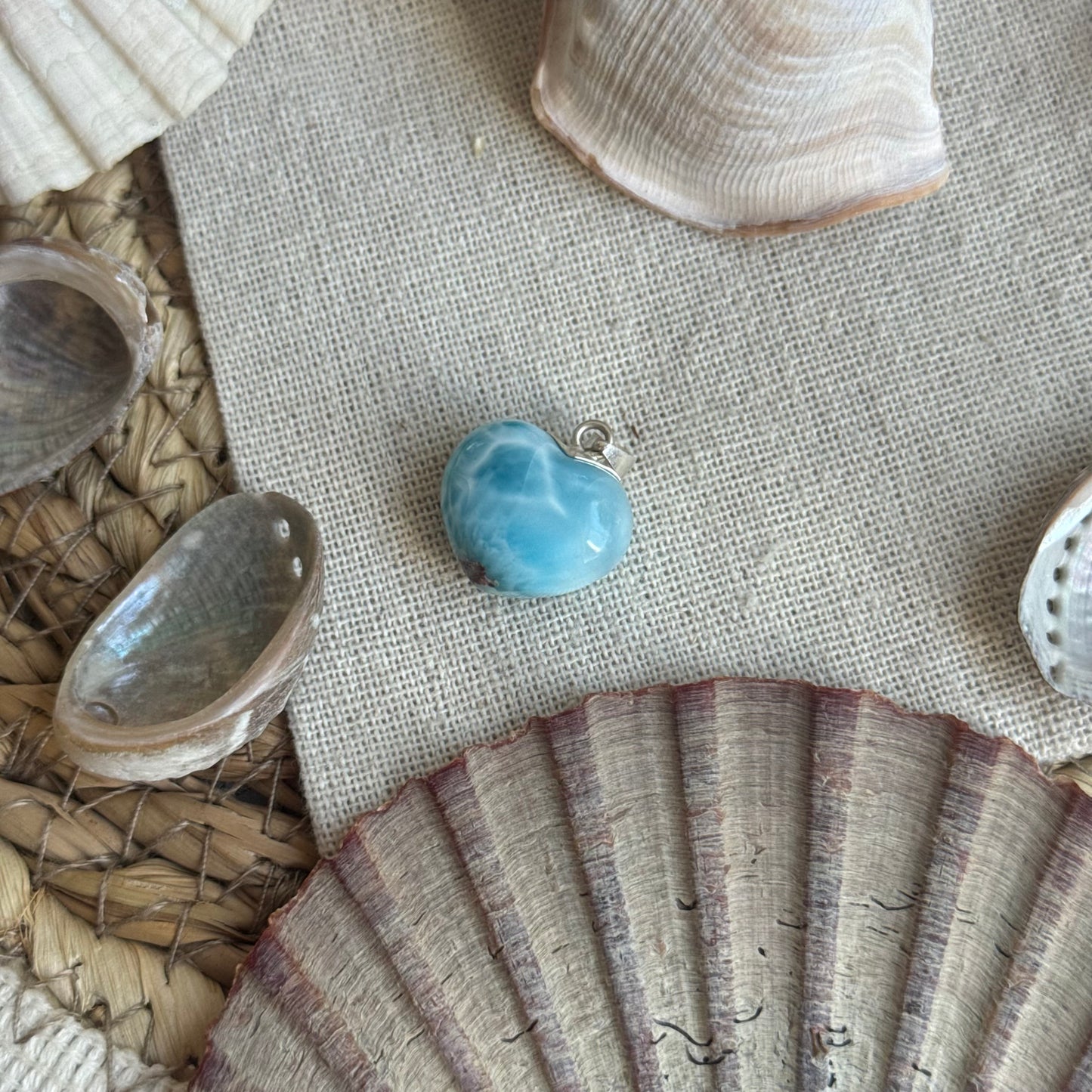 Larimar Herz Anhänger 925 silber ~ HR65