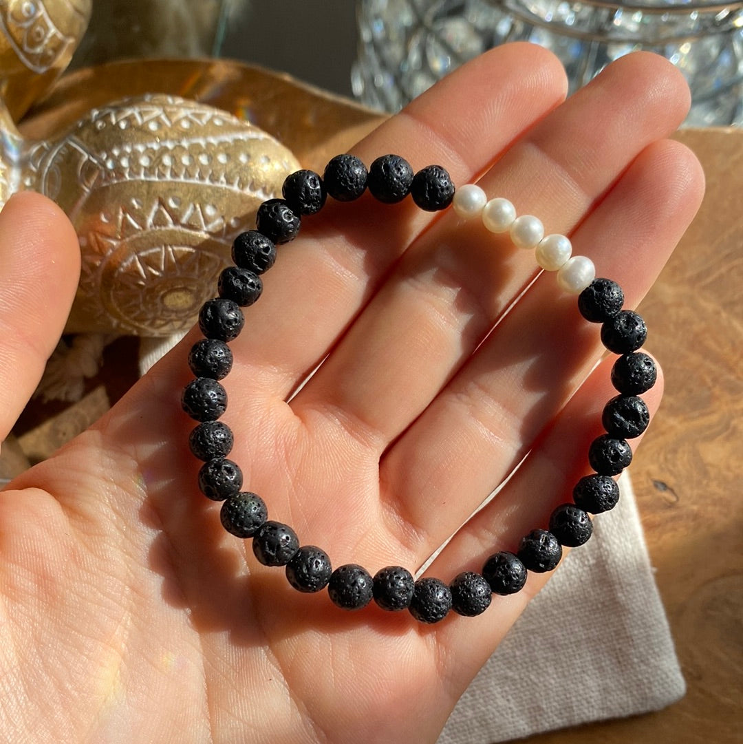 Lava & perlen Gummi Armband 20cm
