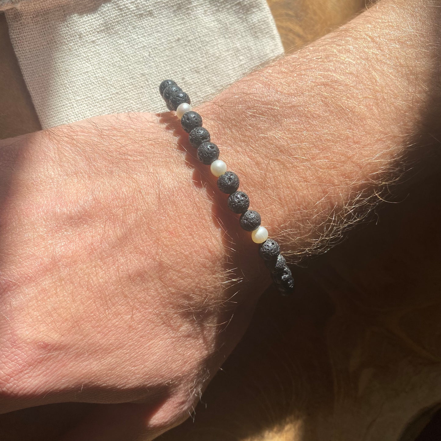 Lava & perlen Gummi Armband 19cm