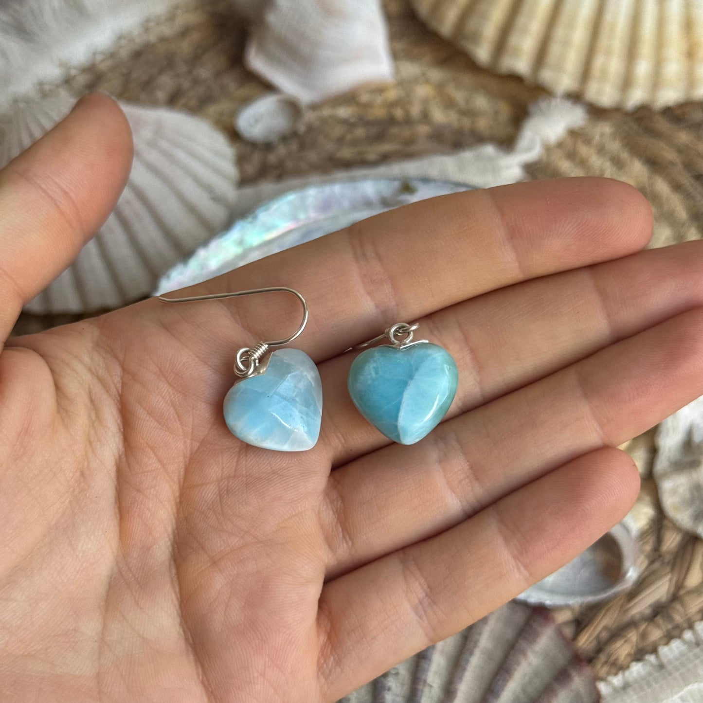 Larimar Herz Ohrringe ~ BP111