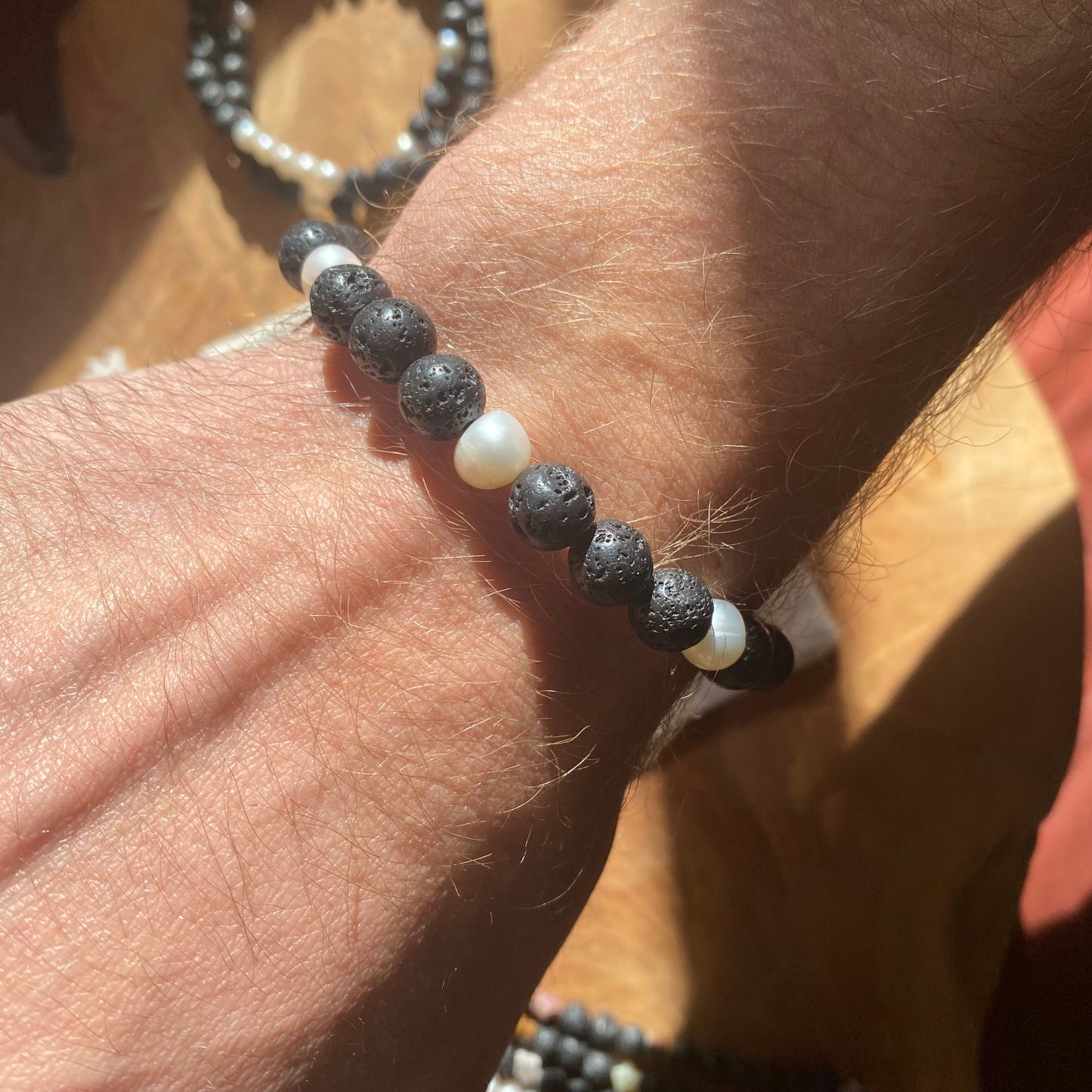 Lava & perlen Gummi Armband 20cm