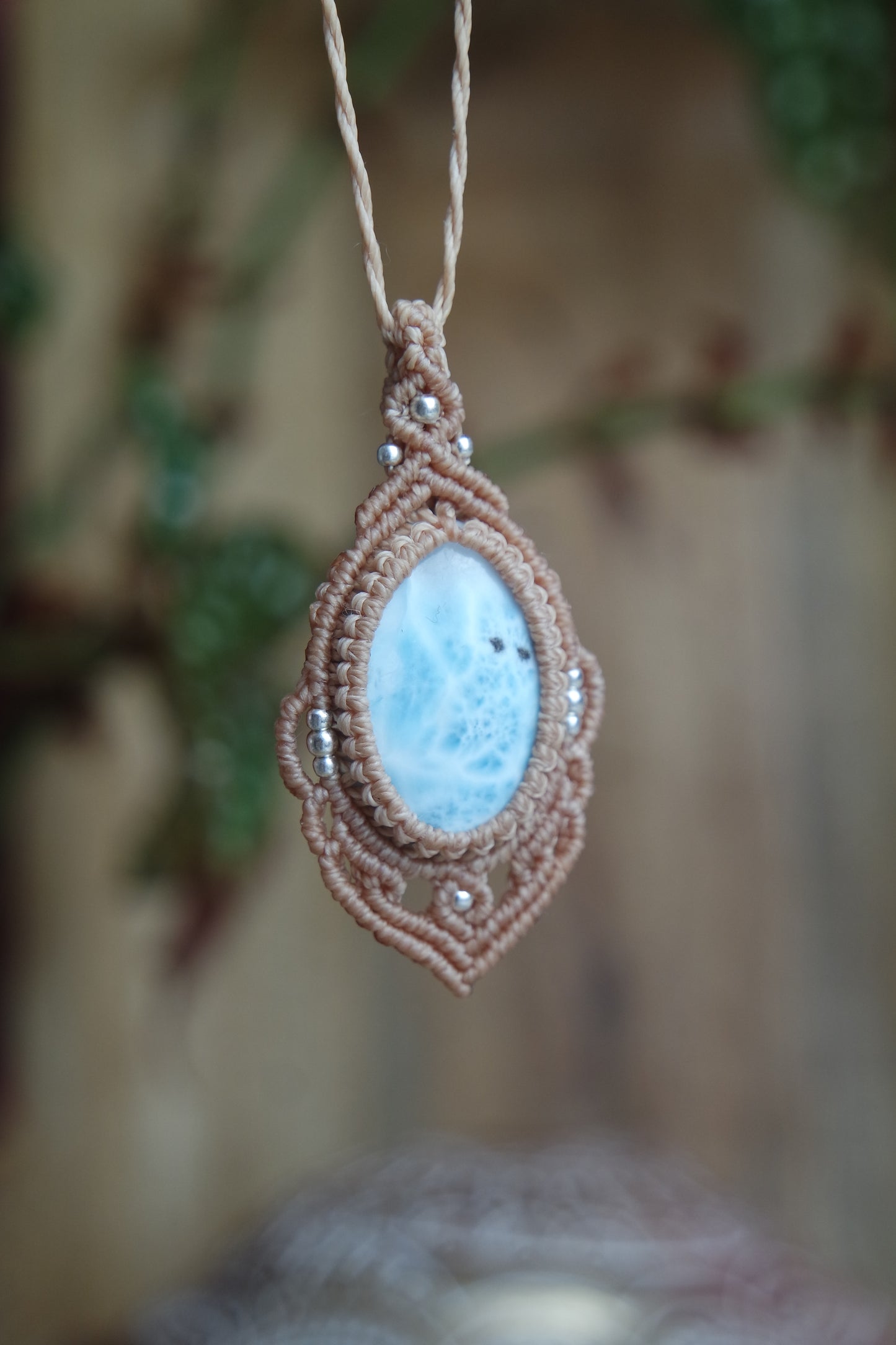 Larimar Makramee Kette