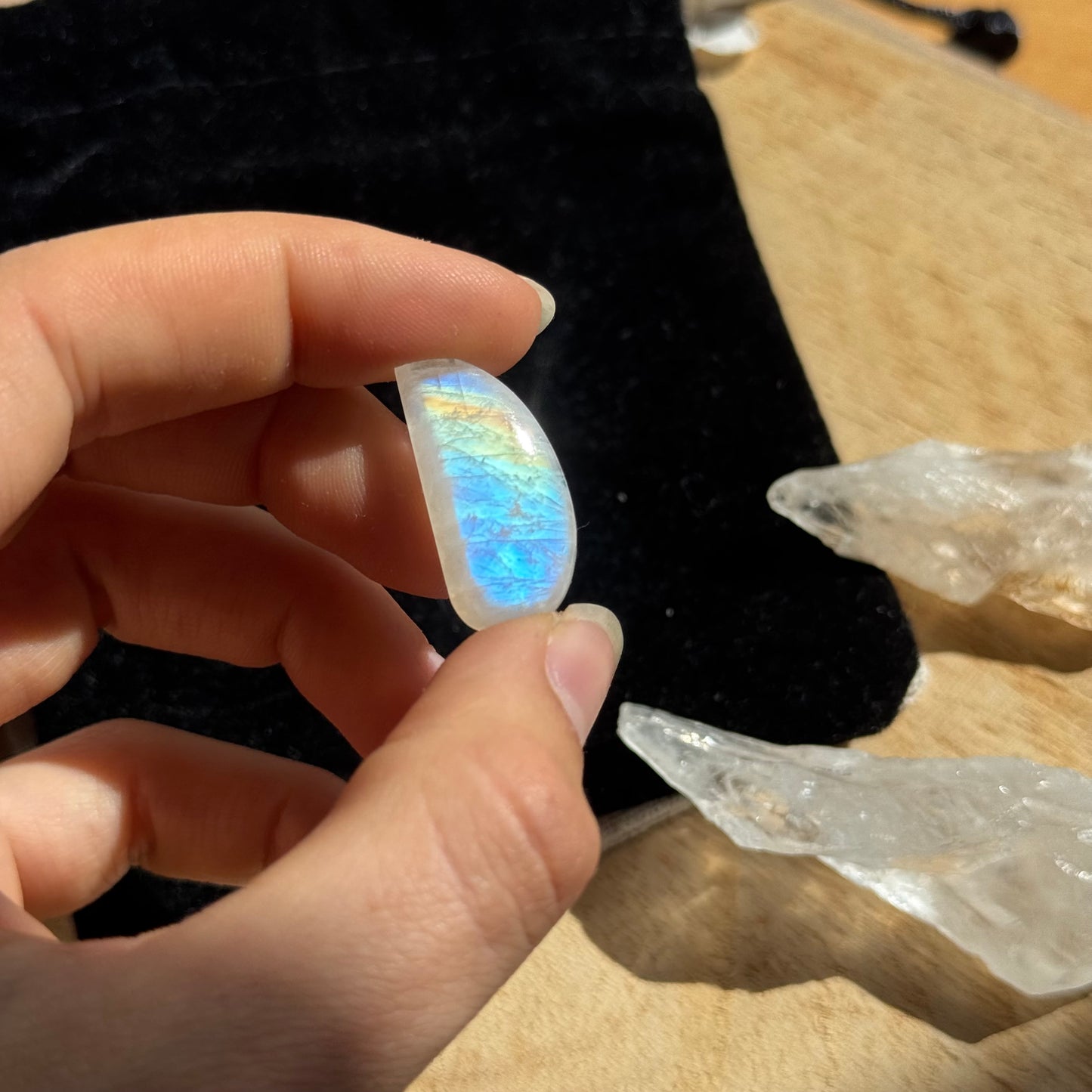 Regenbogen Mondstein /Weißer Labradorit Cabochon ~ 11CZ