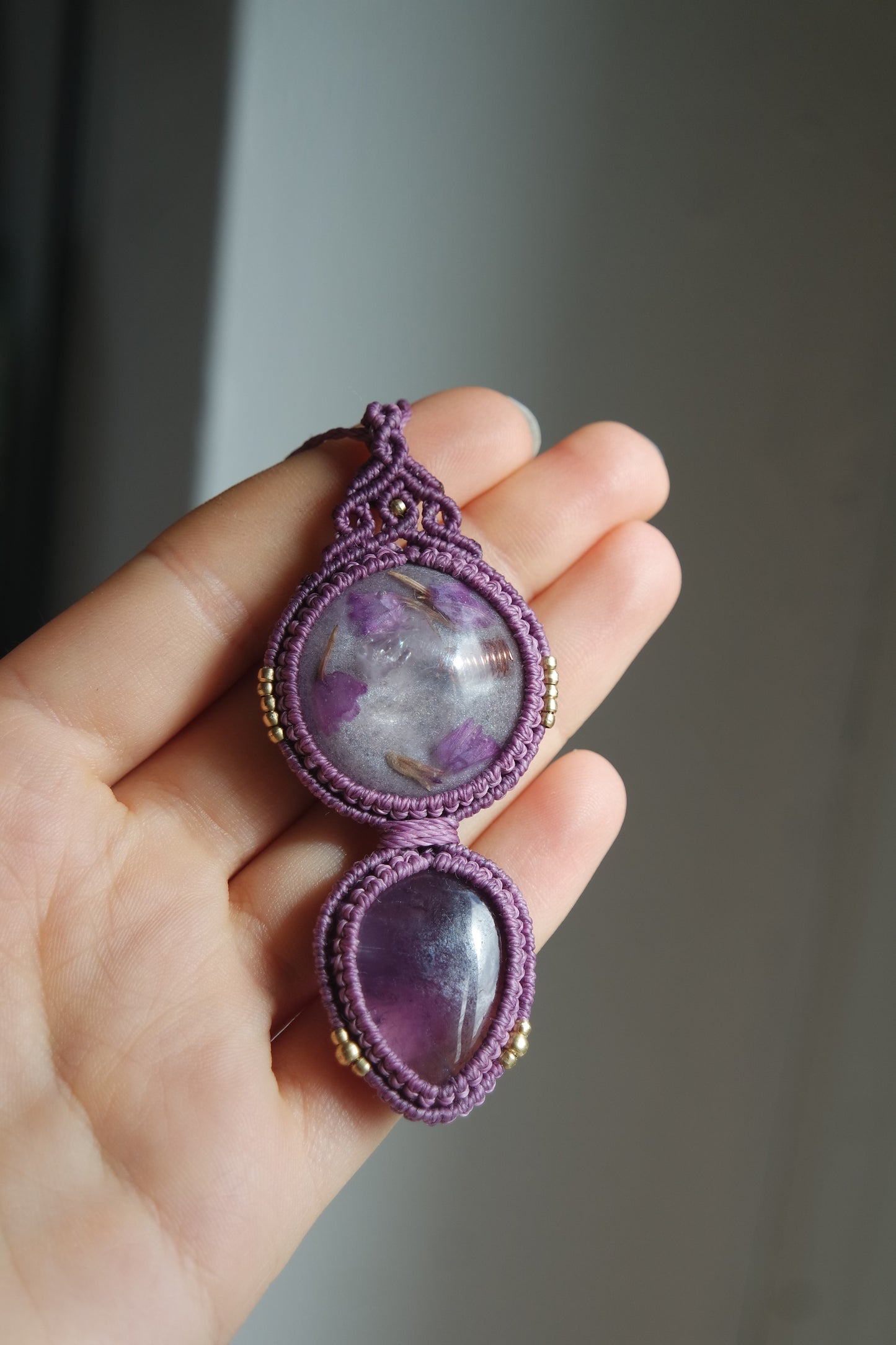 Amethyst Hoyly Makramee Kette