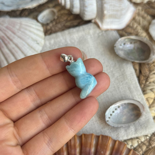 Larimar Katze Anhänger 925 silber ~ BV60