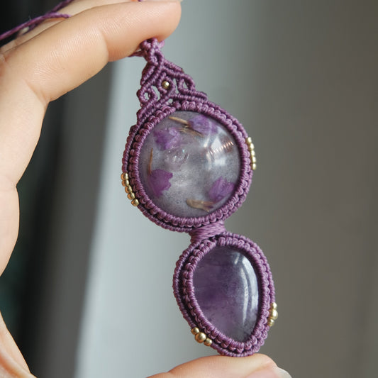 Amethyst Hoyly Makramee Kette