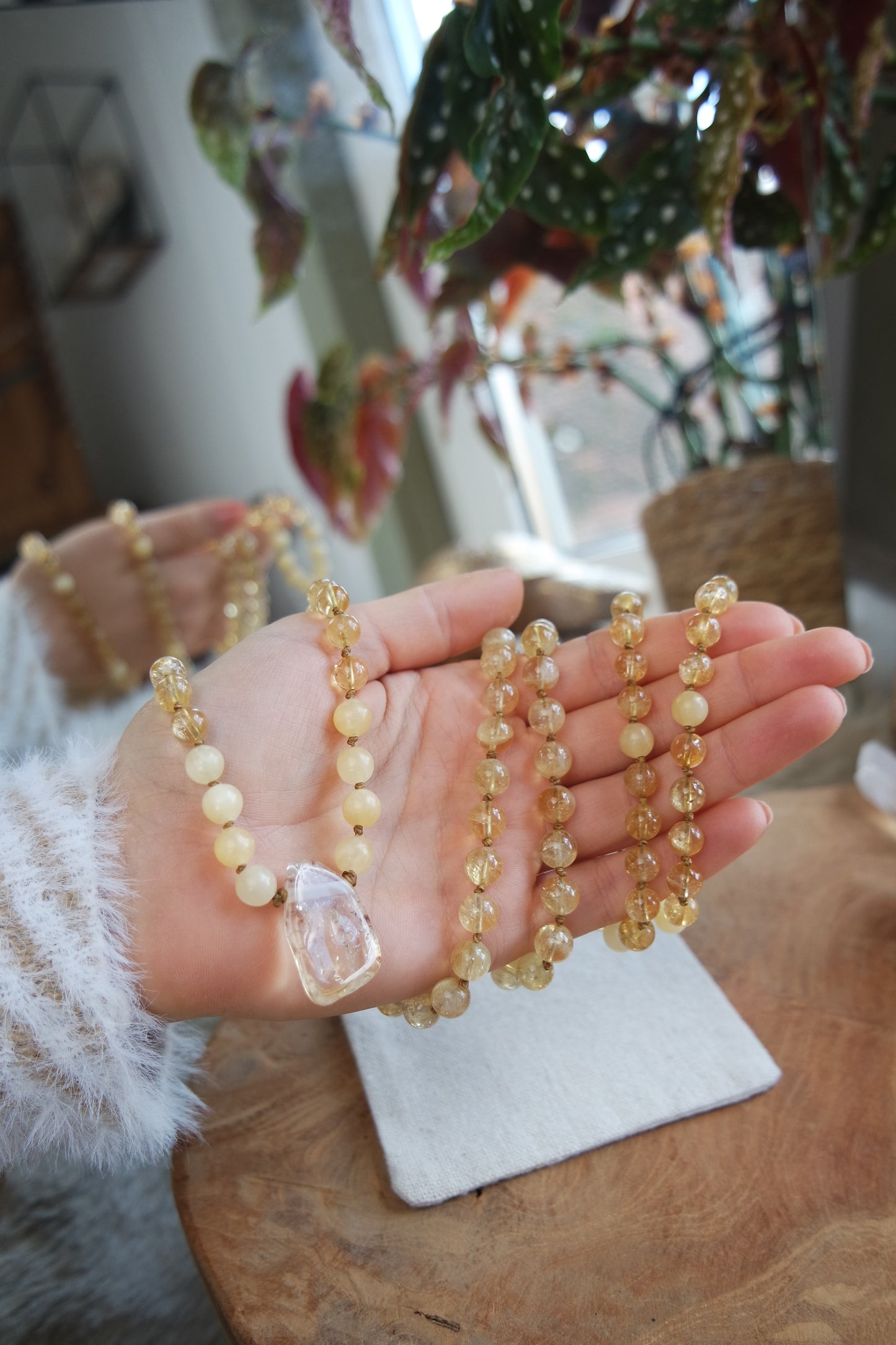Citrin & Calcit Mala Kette 108 Perlen