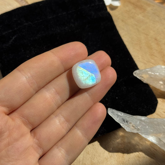 Regenbogen Mondstein /Weißer Labradorit Cabochon ~ 11CCR