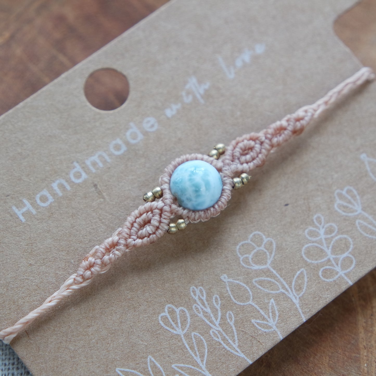 9mm Larimar Makramee Armband